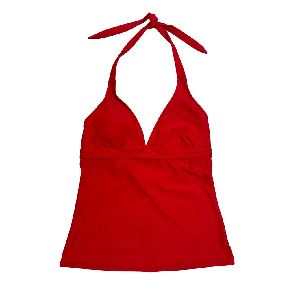 PrAna Lahari Tankini Top Small Red Halter Neck V-Neck Swim Built-In Bra